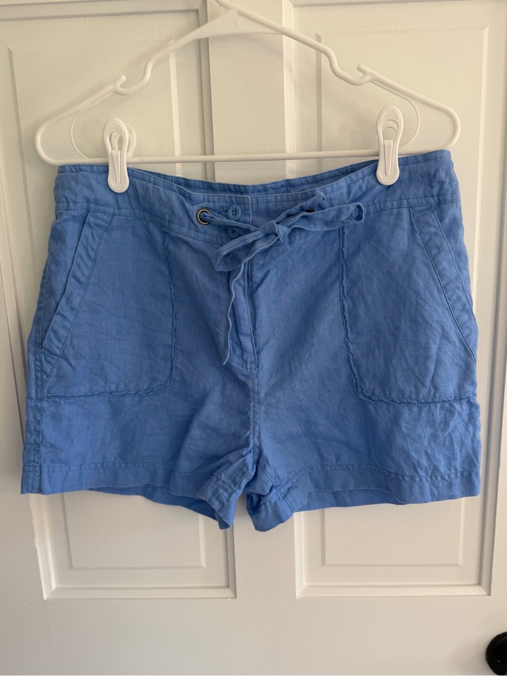 Sigrid Olsen Women’s Blue 100% Linen Drawstring Shorts Size 10 Coastal